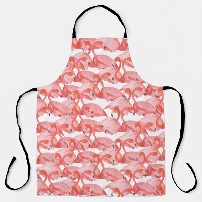Seamless watercolor pattern with flamingo small apron (Front)
