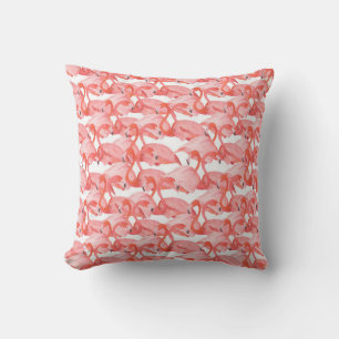 Seamless watercolor pattern with flamingo small cushion
