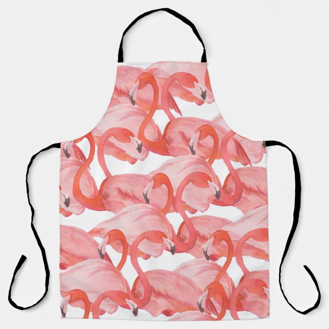 Seamless watercolor pattern with flamingos apron (Front)