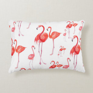 Seamless watercolor pattern with flamingos family decorative cushion