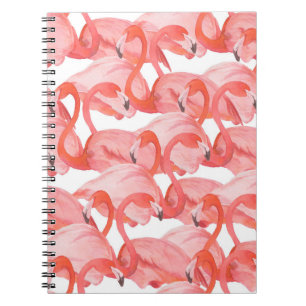Seamless watercolor pattern with flamingos notebook