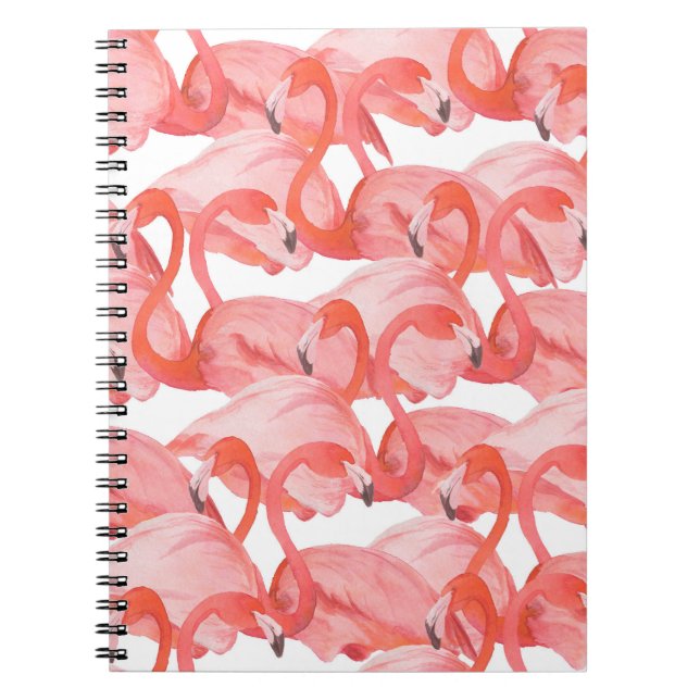 Seamless watercolor pattern with flamingos notebook (Front)