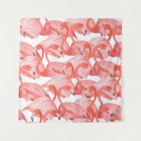 Seamless watercolor pattern with flamingos
