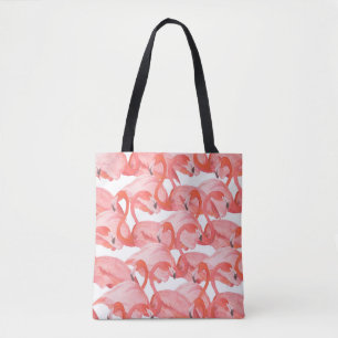 Seamless watercolor pattern with flamingos tote bag