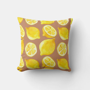 Seamless watercolor pattern with lemons cushion