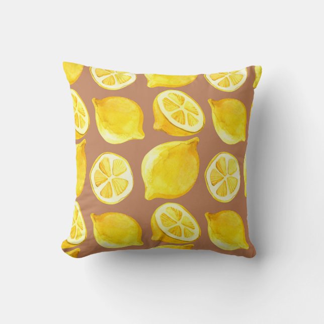 Seamless watercolor pattern with lemons cushion (Front)
