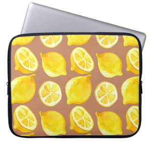 Seamless watercolor pattern with lemons laptop sleeve