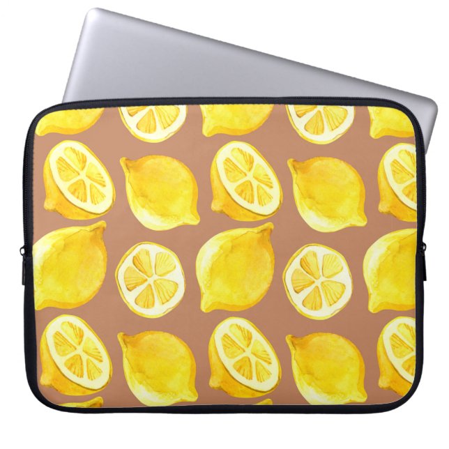 Seamless watercolor pattern with lemons laptop sleeve (Front)