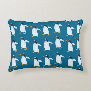 Seamless watercolor pattern with penguin decorative cushion