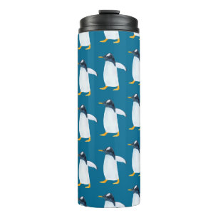 Seamless watercolor pattern with penguin thermal tumbler