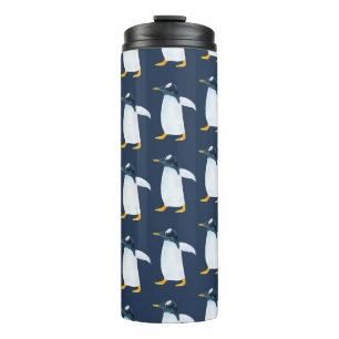 Seamless watercolor pattern with penguin thermal tumbler