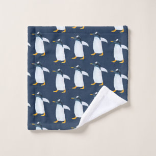 Seamless watercolor pattern with penguin wash cloth