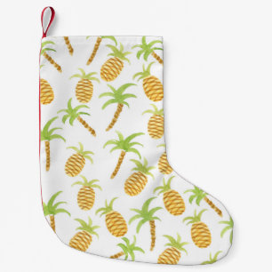 Seamless watercolor pattern with pineapples and pa small christmas stocking