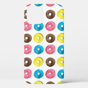 Seamless watercolor pattern with small doughnuts iPhone 12 case