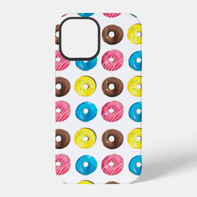 Seamless watercolor pattern with small doughnuts iPhone case (Back)
