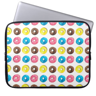 Seamless watercolor pattern with small doughnuts laptop sleeve