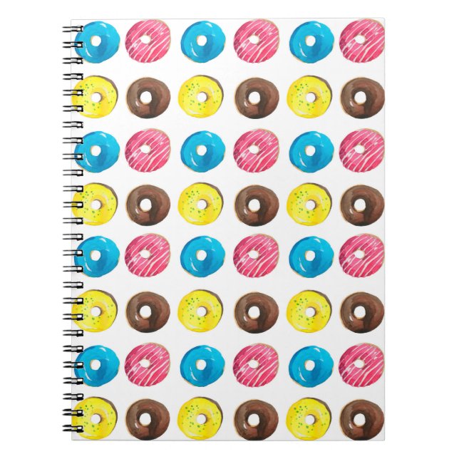 Seamless watercolor pattern with small doughnuts notebook (Front)
