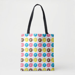 Seamless watercolor pattern with small doughnuts tote bag