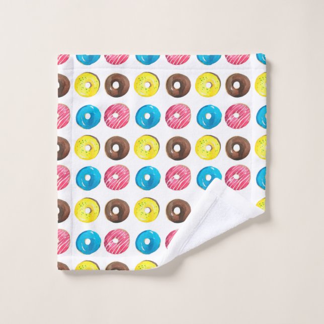 Seamless watercolor pattern with small doughnuts wash cloth (Wash Cloth)
