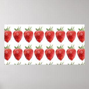 Seamless watercolor pattern with strawberries  poster