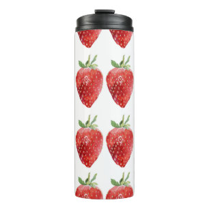Seamless watercolor pattern with strawberries  thermal tumbler