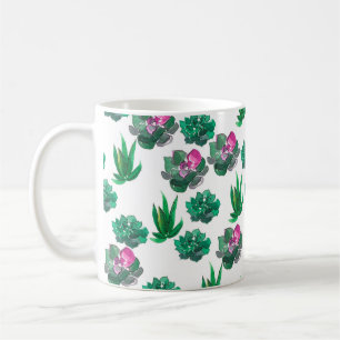 Seamless watercolor pattern with succulents coffee mug