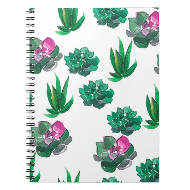 Seamless watercolor pattern with succulents notebook (Front)