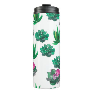 Seamless watercolor pattern with succulents thermal tumbler