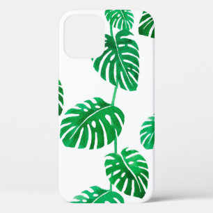Seamless watercolor pattern with tropical leaves iPhone 12 case