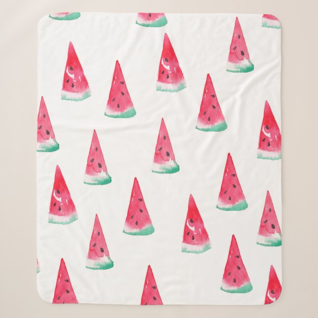 Seamless watercolor pattern with watermelon sherpa blanket (Front)