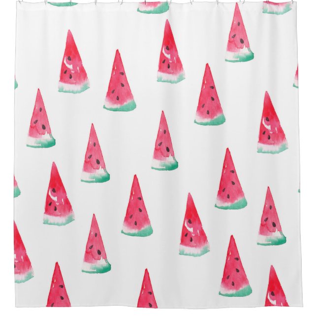 Seamless watercolor pattern with watermelon shower curtain (Front)
