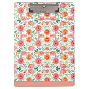 Seamless Watercolor Peach & Pink Floral Pattern Clipboard