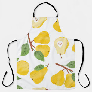 Seamless watercolor pears pattern. Vintage fruit b Apron