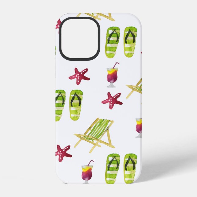 Seamless watercolor summer pattern small iPhone case (Back)