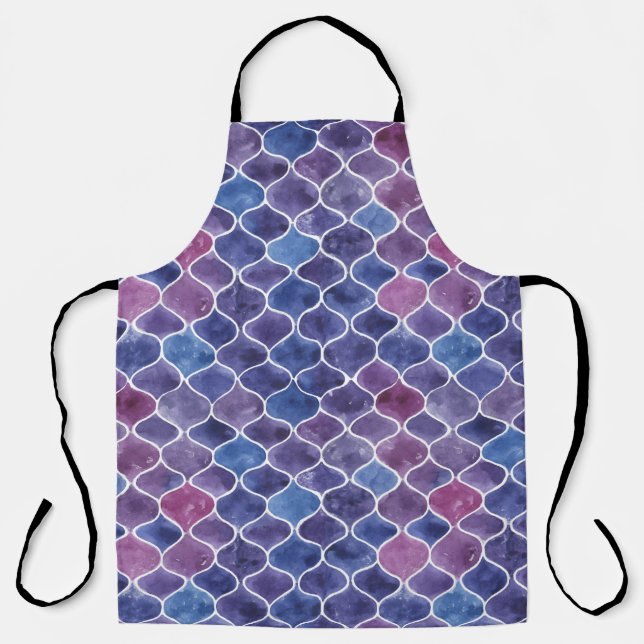 Seamless Watercolor Violet Floral Pattern Apron (Front)