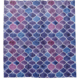 Seamless Watercolor Violet Floral Pattern Shower Curtain