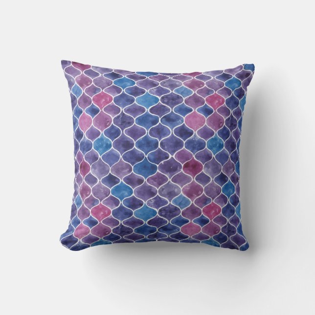 Seamless watercolor violet pattern cushion (Front)