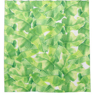 Seamless watercolor with exotic leaves shower curtain