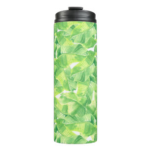 Seamless watercolor with exotic leaves thermal tumbler