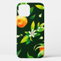 Seamless watercolour citrus fruits and leaves patt