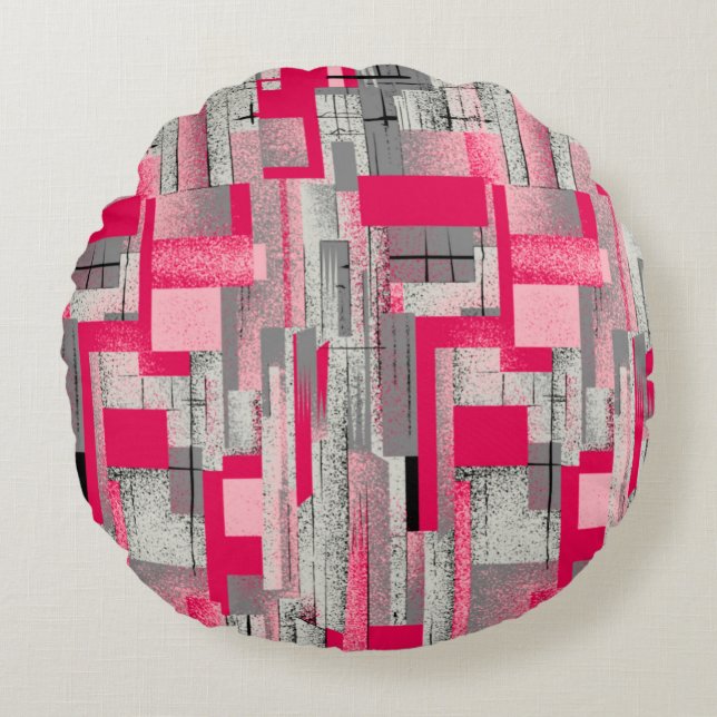 seamless watercolour digital patchwork pattern round cushion (Front)