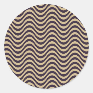 Seamless wave pattern with sepia duotone classic round sticker