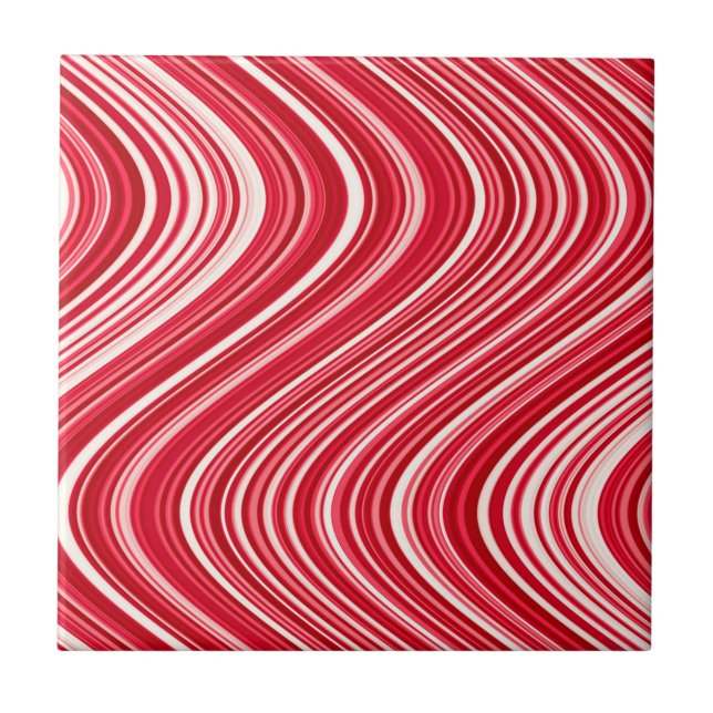 Seamless Wavy Lines in Red and White Tile (Front)
