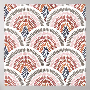 Seamless wavy pattern. Seigaiha design in polka do Poster