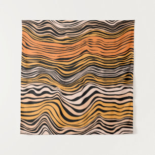 Seamless Wavy Stripes Pattern Design Tapestry