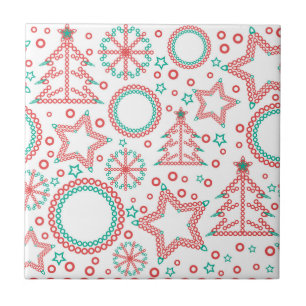 Seamless white Merry Christmas ornamental decor tr Ceramic Tile