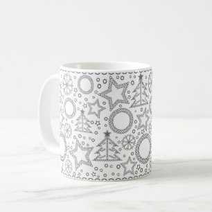 Seamless white Merry Christmas ornamental decor tr Coffee Mug