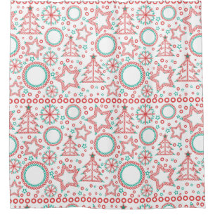 Seamless white Merry Christmas ornamental decor tr Shower Curtain