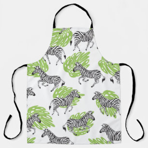 Seamless white pattern with zebras. illustration apron