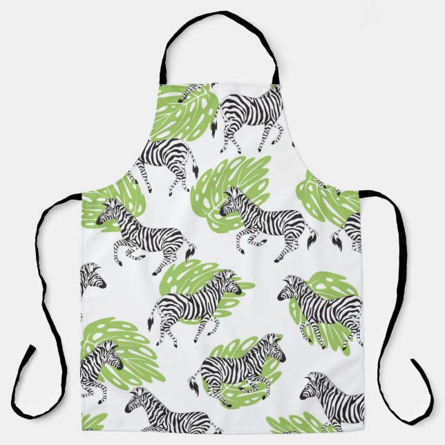 Seamless white pattern with zebras. illustration apron (Front)